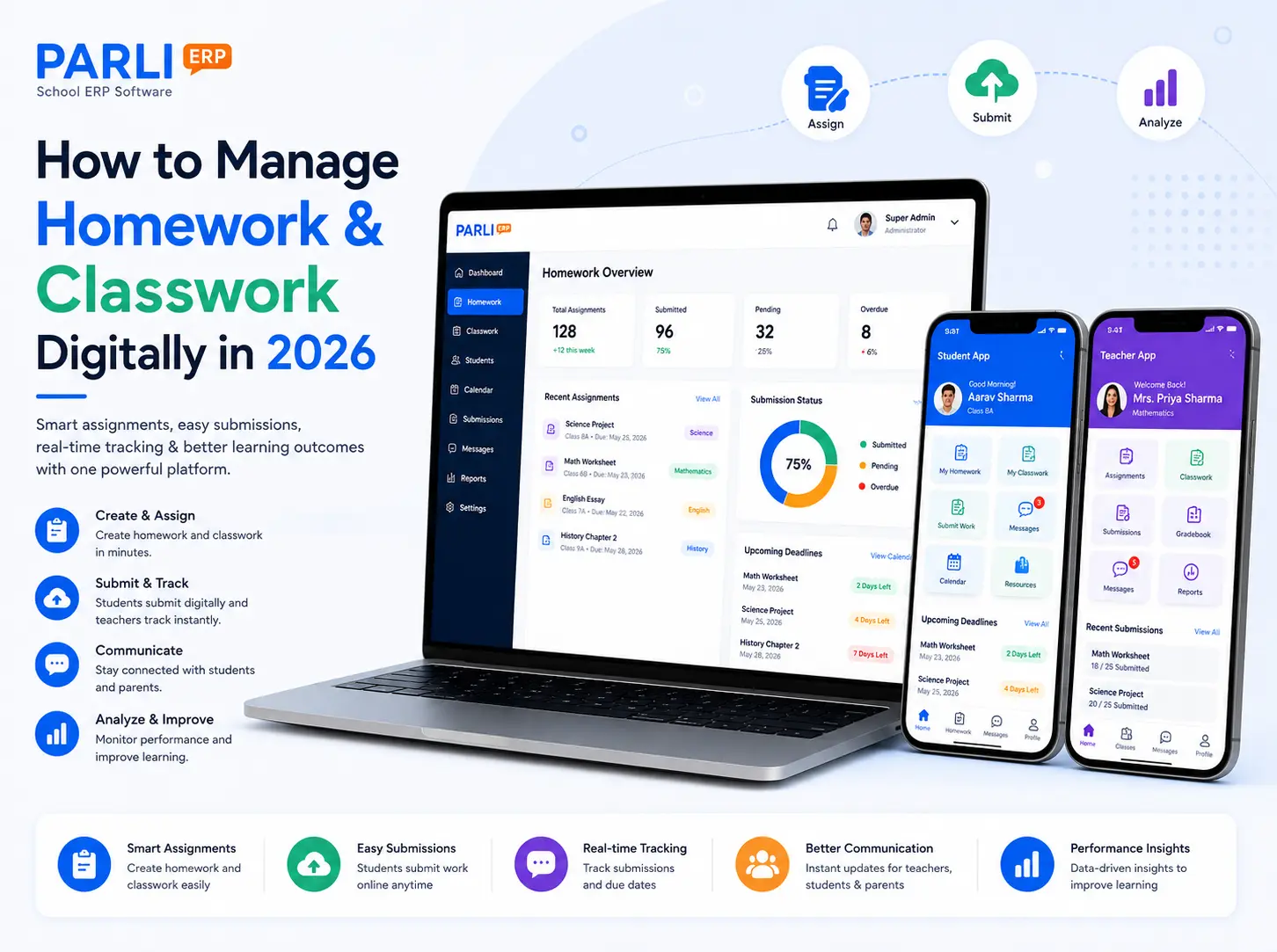 How to Manage Homework and Classwork Digitally in 2026 | PARLI School ERP Blog